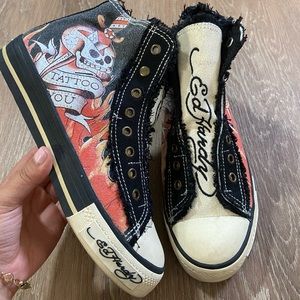 Black Ed Hardy high top sneakers